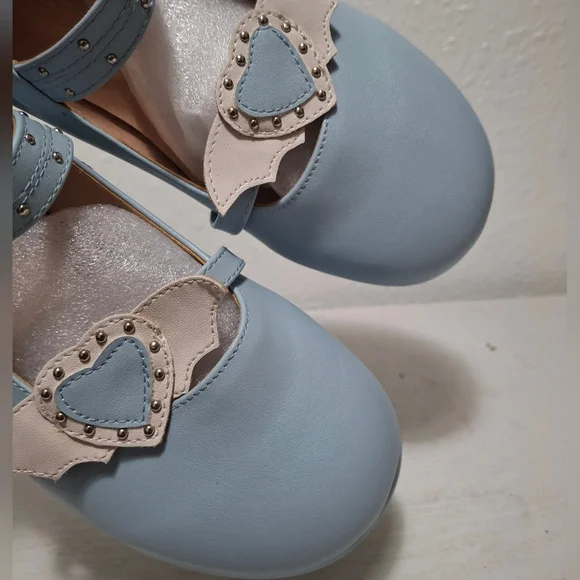 New Heart Valentine Mary jane Platform Shoes Light Blue - Picture 7 of 10